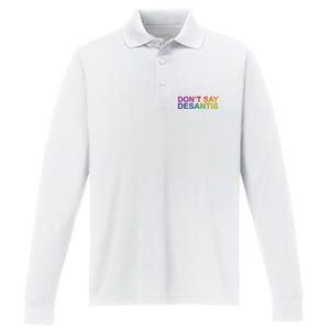 Dont Say Desantis Florida LGBTQ Rainbow Performance Long Sleeve Polo