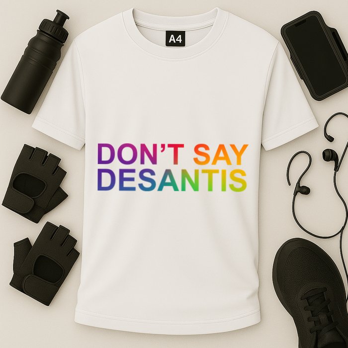 Dont Say Desantis Florida LGBTQ Rainbow Cooling Performance Crew T-Shirt