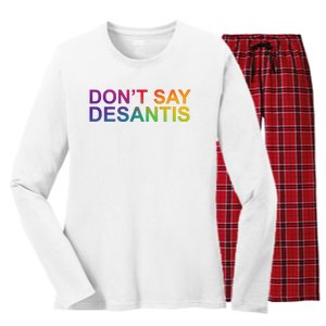 Dont Say Desantis Florida LGBTQ Rainbow Women's Long Sleeve Flannel Pajama Set 