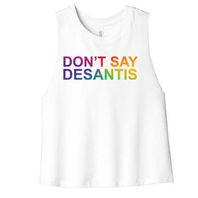 Dont Say Desantis Florida LGBTQ Rainbow Women's Racerback Cropped Tank