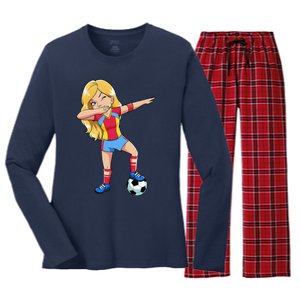 Dabbing Soccer Dab Dance Football Gifts Women's Long Sleeve Flannel Pajama Set 