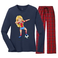 Dabbing Soccer Dab Dance Football Gifts Women's Long Sleeve Flannel Pajama Set 