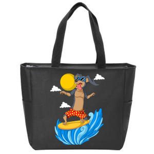 Dachshund Surfing Zip Tote Bag