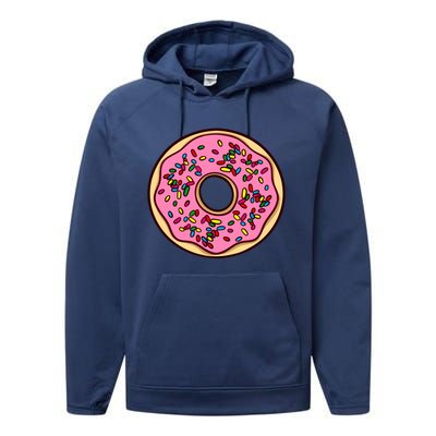 Donut Sprinkles Doughnut Fried Dough Sweet Snack Dessert Performance Fleece Hoodie