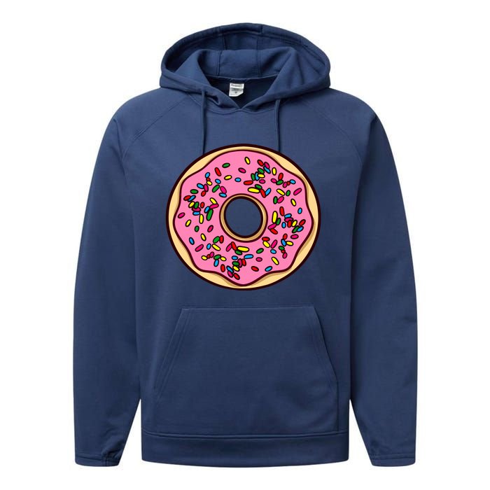 Donut Sprinkles Doughnut Fried Dough Sweet Snack Dessert Performance Fleece Hoodie