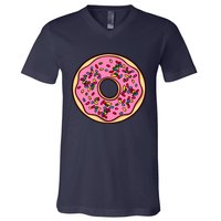 Donut Sprinkles Doughnut Fried Dough Sweet Snack Dessert V-Neck T-Shirt