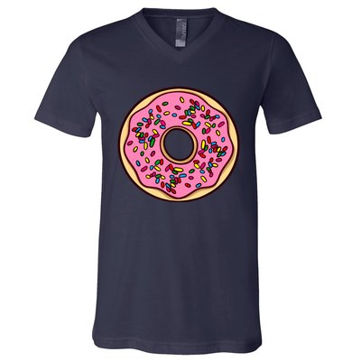 Donut Sprinkles Doughnut Fried Dough Sweet Snack Dessert V-Neck T-Shirt