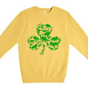 Dinosaur Shamrock Dino Clover Leaf St Patricks Day Premium Crewneck Sweatshirt