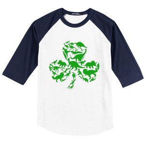 Dinosaur Shamrock Dino Clover Leaf St Patricks Day Baseball Sleeve Shirt