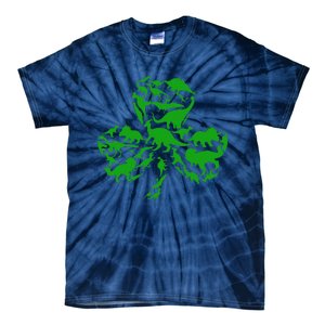 Dinosaur Shamrock Dino Clover Leaf St Patricks Day Tie-Dye T-Shirt