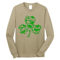 Dinosaur Shamrock Dino Clover Leaf St Patricks Day Long Sleeve Shirt