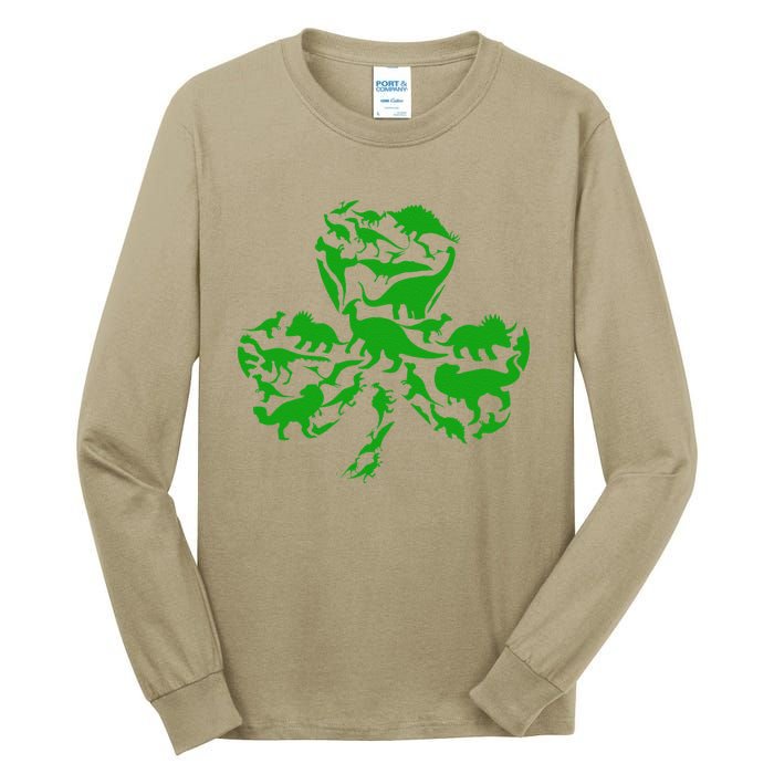 Dinosaur Shamrock Dino Clover Leaf St Patricks Day Tall Long Sleeve T-Shirt