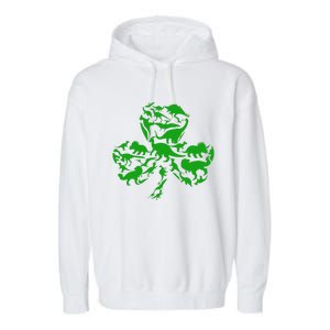 Dinosaur Shamrock Dino Clover Leaf St Patricks Day Garment-Dyed Fleece Hoodie