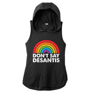 Dont Say DeSantis Rainbow Say Gay Graphic Ladies PosiCharge Tri-Blend Wicking Draft Hoodie Tank