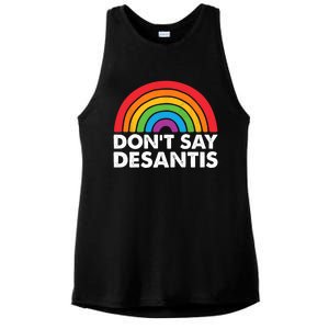 Dont Say DeSantis Rainbow Say Gay Graphic Ladies PosiCharge Tri-Blend Wicking Tank