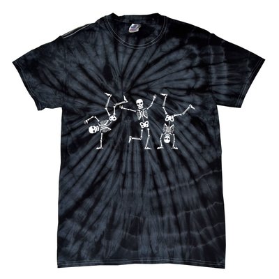 Dancing Skeletons Dance Challenge Halloween Scary Skeleton Vneck Tie-Dye T-Shirt