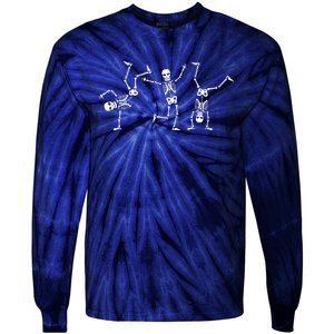 Dancing Skeletons Dance Challenge Halloween Scary Skeleton Vneck Tie-Dye Long Sleeve Shirt