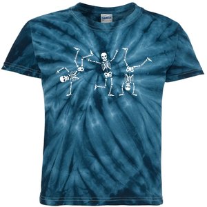 Dancing Skeletons Dance Challenge Halloween Scary Skeleton Vneck Kids Tie-Dye T-Shirt