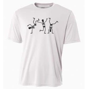 Dancing Skeletons Dance Challenge Halloween Scary Skeleton Vneck Cooling Performance Crew T-Shirt