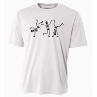 Dancing Skeletons Dance Challenge Halloween Scary Skeleton Vneck Cooling Performance Crew T-Shirt