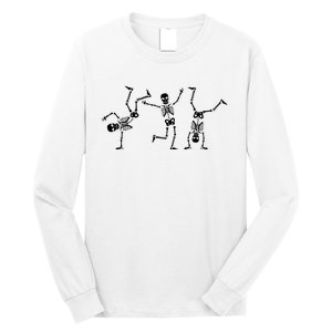 Dancing Skeletons Dance Challenge Halloween Scary Skeleton Vneck Long Sleeve Shirt