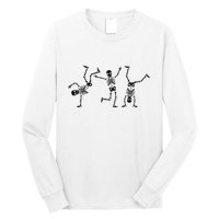 Dancing Skeletons Dance Challenge Halloween Scary Skeleton Vneck Long Sleeve Shirt