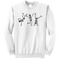 Dancing Skeletons Dance Challenge Halloween Scary Skeleton Vneck Sweatshirt