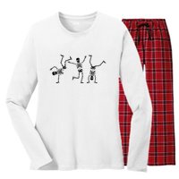 Dancing Skeletons Dance Challenge Halloween Scary Skeleton Vneck Women's Long Sleeve Flannel Pajama Set 