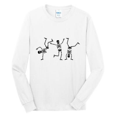 Dancing Skeletons Dance Challenge Halloween Scary Skeleton Vneck Tall Long Sleeve T-Shirt