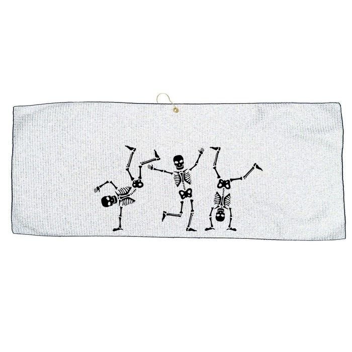 Dancing Skeletons Dance Challenge Halloween Scary Skeleton Vneck Large Microfiber Waffle Golf Towel