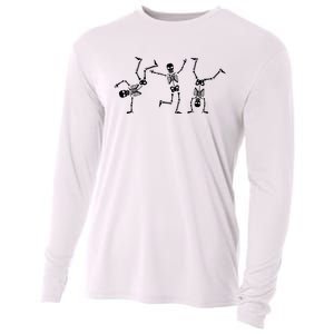 Dancing Skeletons Dance Challenge Halloween Scary Skeleton Vneck Cooling Performance Long Sleeve Crew