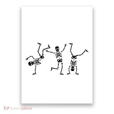 Dancing Skeletons Dance Challenge Halloween Scary Skeleton Vneck Poster