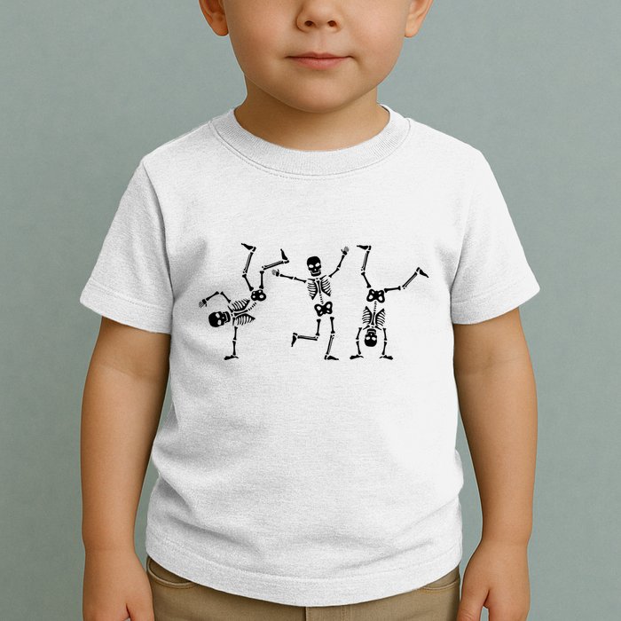 Dancing Skeletons Dance Challenge Halloween Scary Skeleton Vneck Toddler T-Shirt