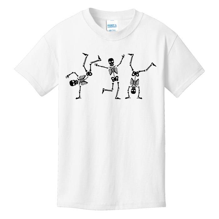 Dancing Skeletons Dance Challenge Halloween Scary Skeleton Vneck Kids T-Shirt