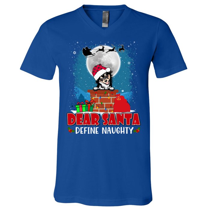 Dear Santa Define Naughty Chihuahua Dog Funny Christmas Funny Gift V-Neck T-Shirt