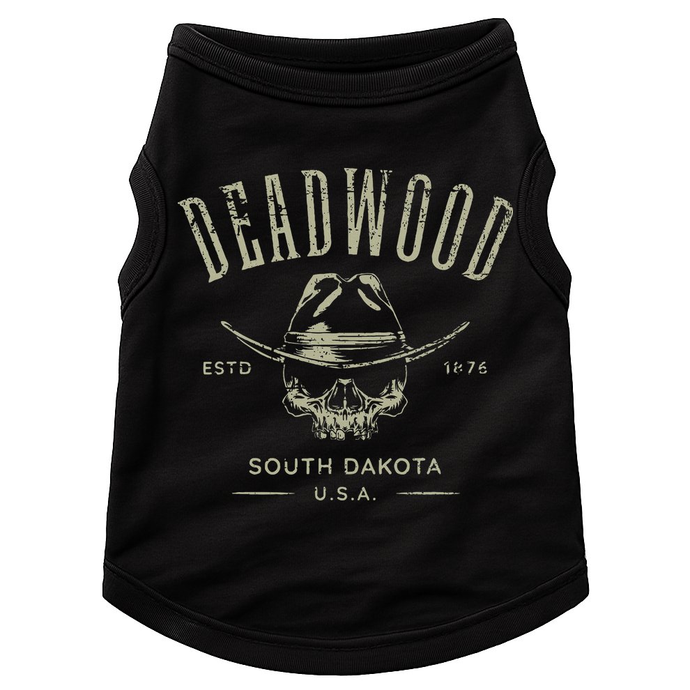 D.E.A.D.W.O.O.D. South Dakota Usa Distressed Design Souvenir Doggie Tank