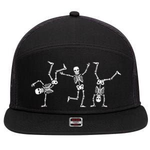 Dancing Skeletons Dance Challenge Halloween Scary Skeleton 7 Panel Mesh Trucker Snapback Hat