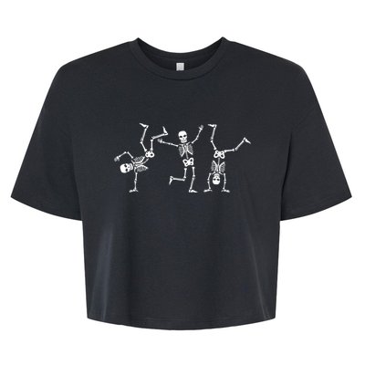 Dancing Skeletons Dance Challenge Halloween Scary Skeleton Bella+Canvas Jersey Crop Tee