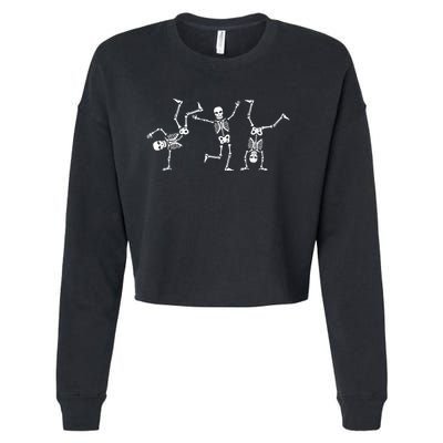 Dancing Skeletons Dance Challenge Halloween Scary Skeleton Cropped Pullover Crew