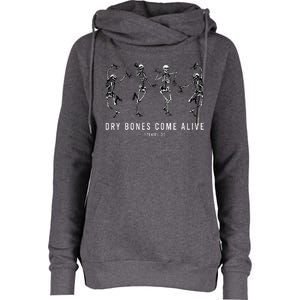 Dancing Skeleton Dry Bones Come Alive Christian Halloween Womens Funnel Neck Pullover Hood