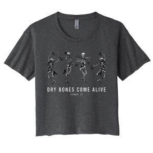 Dancing Skeleton Dry Bones Come Alive Christian Halloween Women's Crop Top Tee