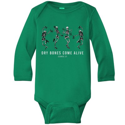 Dancing Skeleton Dry Bones Come Alive Christian Halloween Baby Long Sleeve Bodysuit