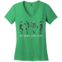 Dancing Skeleton Dry Bones Come Alive Christian Halloween Women's V-Neck T-Shirt