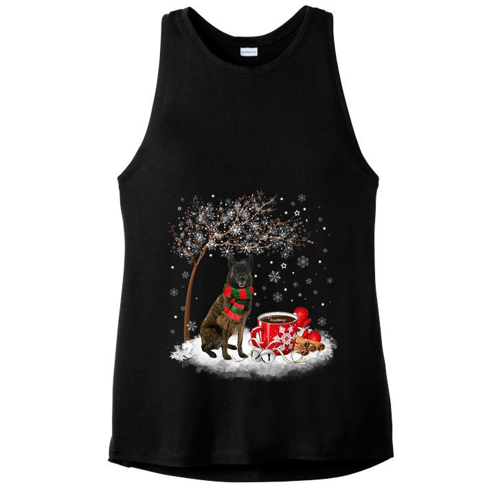 Dutch Shepherd Dog In The Snow Christmas Winter Xmas Tree Ladies PosiCharge Tri-Blend Wicking Tank