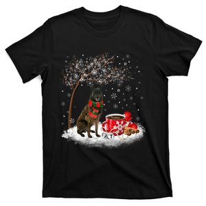 Dutch Shepherd Dog In The Snow Christmas Winter Xmas Tree T-Shirt