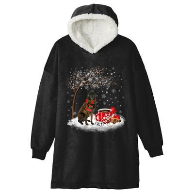 Dutch Shepherd Dog In The Snow Christmas Winter Xmas Tree Hooded Wearable Blanket