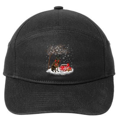 Dutch Shepherd Dog In The Snow Christmas Winter Xmas Tree 7-Panel Snapback Hat