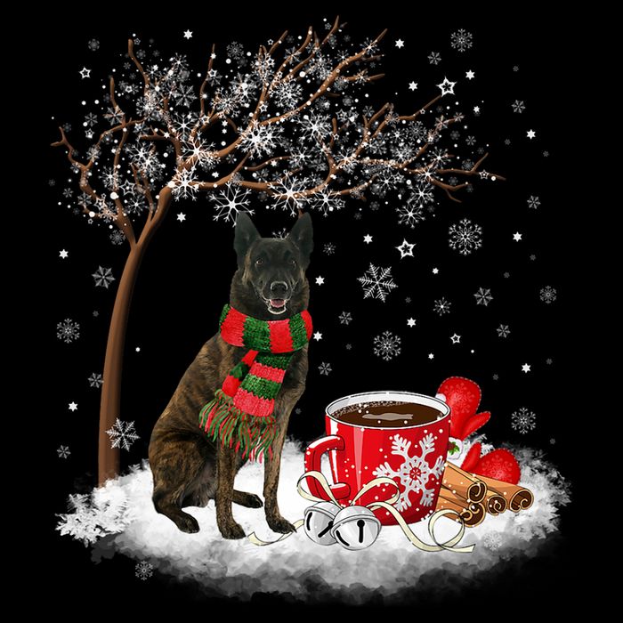 Dutch Shepherd Dog In The Snow Christmas Winter Xmas Tree Sustainable Beanie