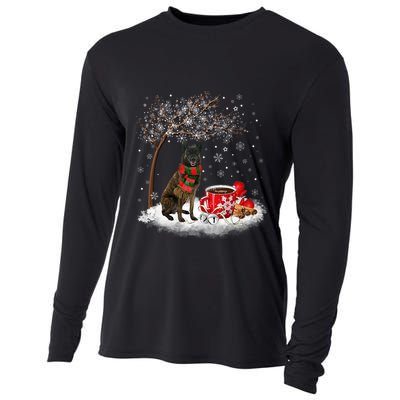 Dutch Shepherd Dog In The Snow Christmas Winter Xmas Tree Cooling Performance Long Sleeve Crew