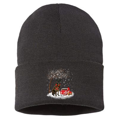 Dutch Shepherd Dog In The Snow Christmas Winter Xmas Tree Sustainable Knit Beanie